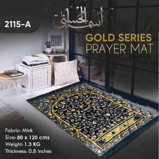 Luxurious Green Mink Prayer Mat – Gold Series, Soft & Plush